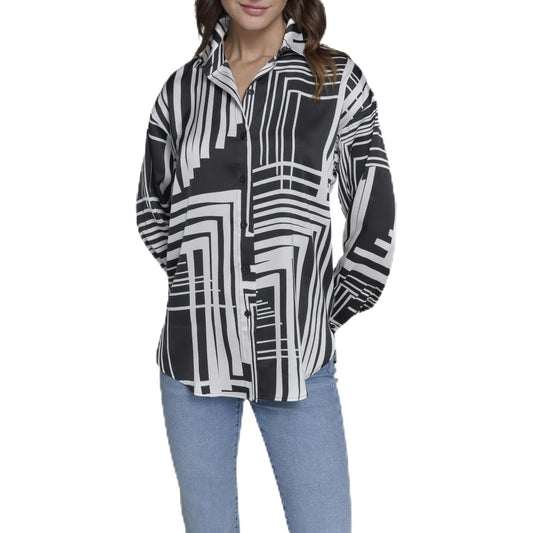 Karl Lagerfeld - Blusa de Manga Larga Suave para Mujer