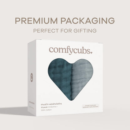 Comfy Cubs Toallitas de Muselina para Bebé (Paquete de 10), Toallas Suaves de 6 Capas de Algodón para Piel Sensible, Grandes, Absorbentes y Delicadas Multicolor Niño