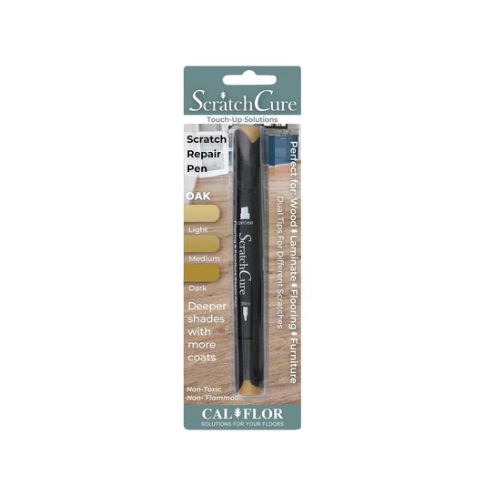 Cal-Flor PE49401CF ScratchCure - Lápiz de reparación con doble punta de 3 tonos para usar en madera, laminado, vinilo, pisos y muebles, gris, Roble