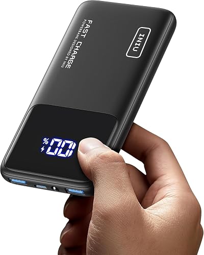 INIU Portable Charger, 22.5W 10000mAh Slim USB C Power Bank Fast Charging PD3.0 QC4.0, Built-in Phone Holder Battery Pack Charger Portable for iPhone 13 12 11 X Pro Samsung S20 Google LG AirPods iPad