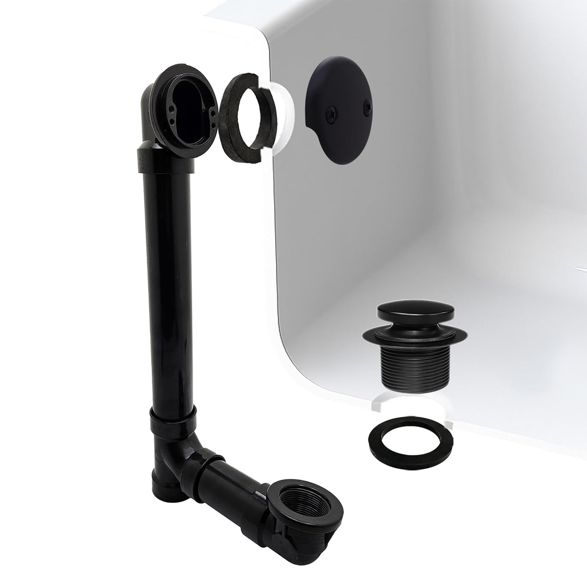 WestBrass Tip-Toe Sch. 40 - Residuos de baño con codo de dos agujeros, color negro mate, D4931-62