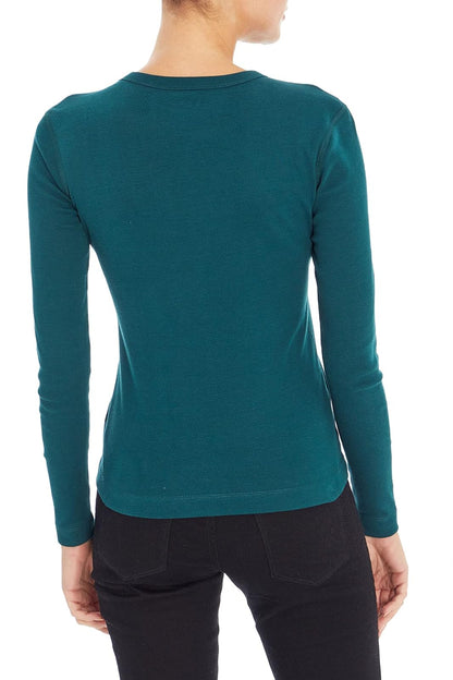 Three Dots Women's Long-Sleeve Crew-Neck T-Shirt