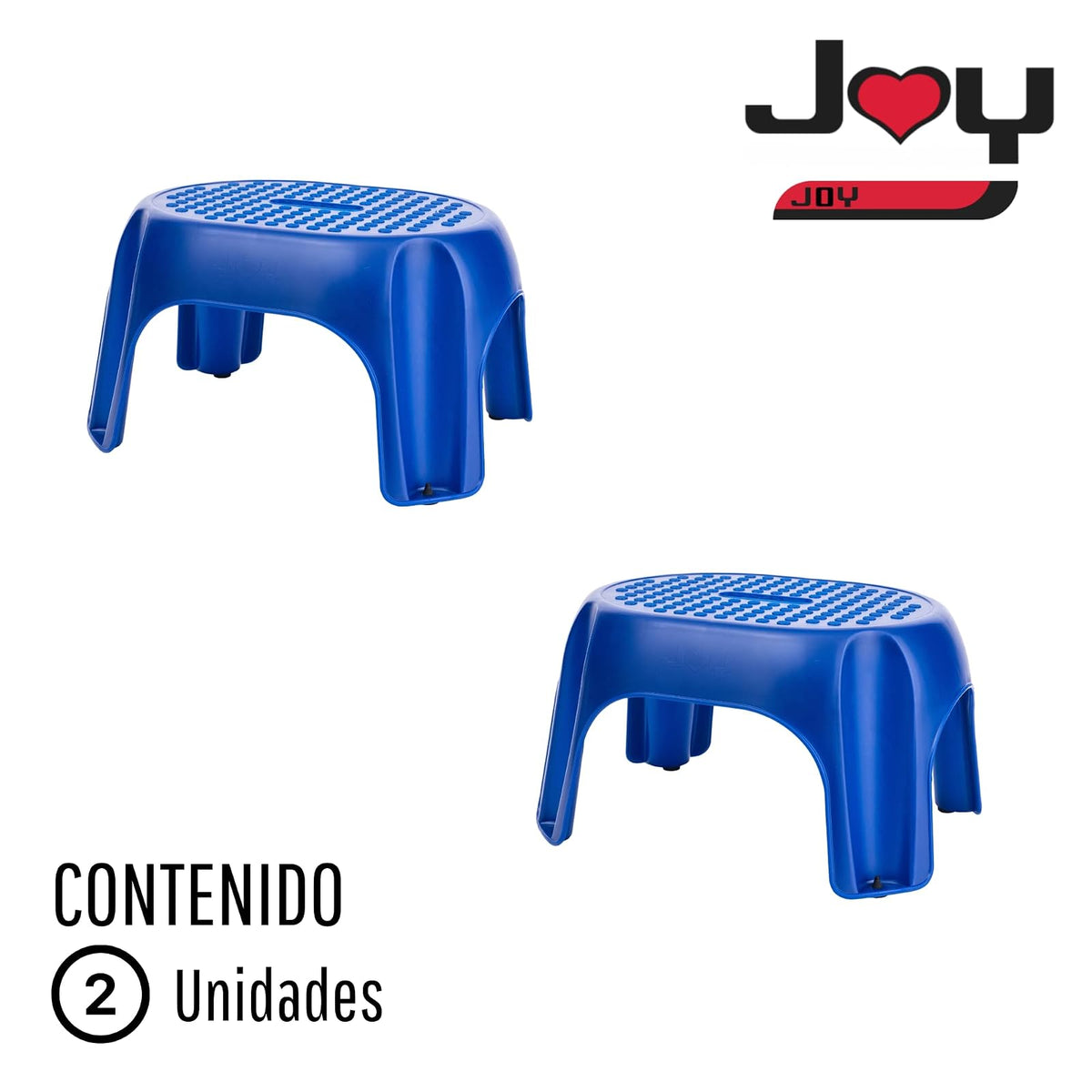 J Y Joy Taburetes de Plástico Portátil, Paquete de 2, Banco de Casa Ideal para Cocina y Baño. Peldaño para Alcanzar el Lavabo, Antiderrapante, Color Azul (38 x 30 x 23 cm)
