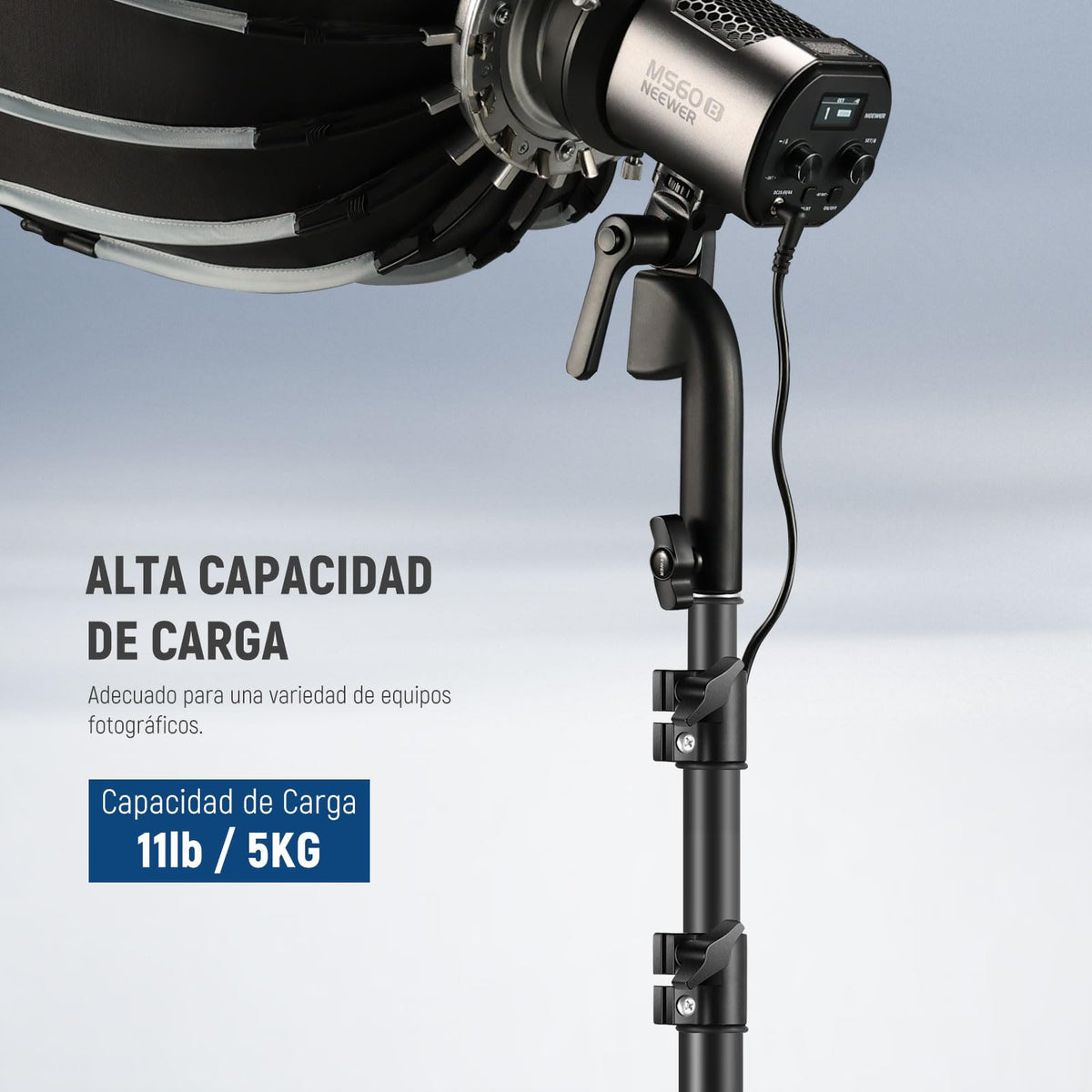 NEEWER Soporte de Luz con 180° Patas Reversibles, 178cm Trípode de Viaje Plegable para Luces de Anillo Luces de Fotografía con Tornillo de 1/4" 3/8", Bolsa para Softbox Estroboscópico Speedlite, ST70R