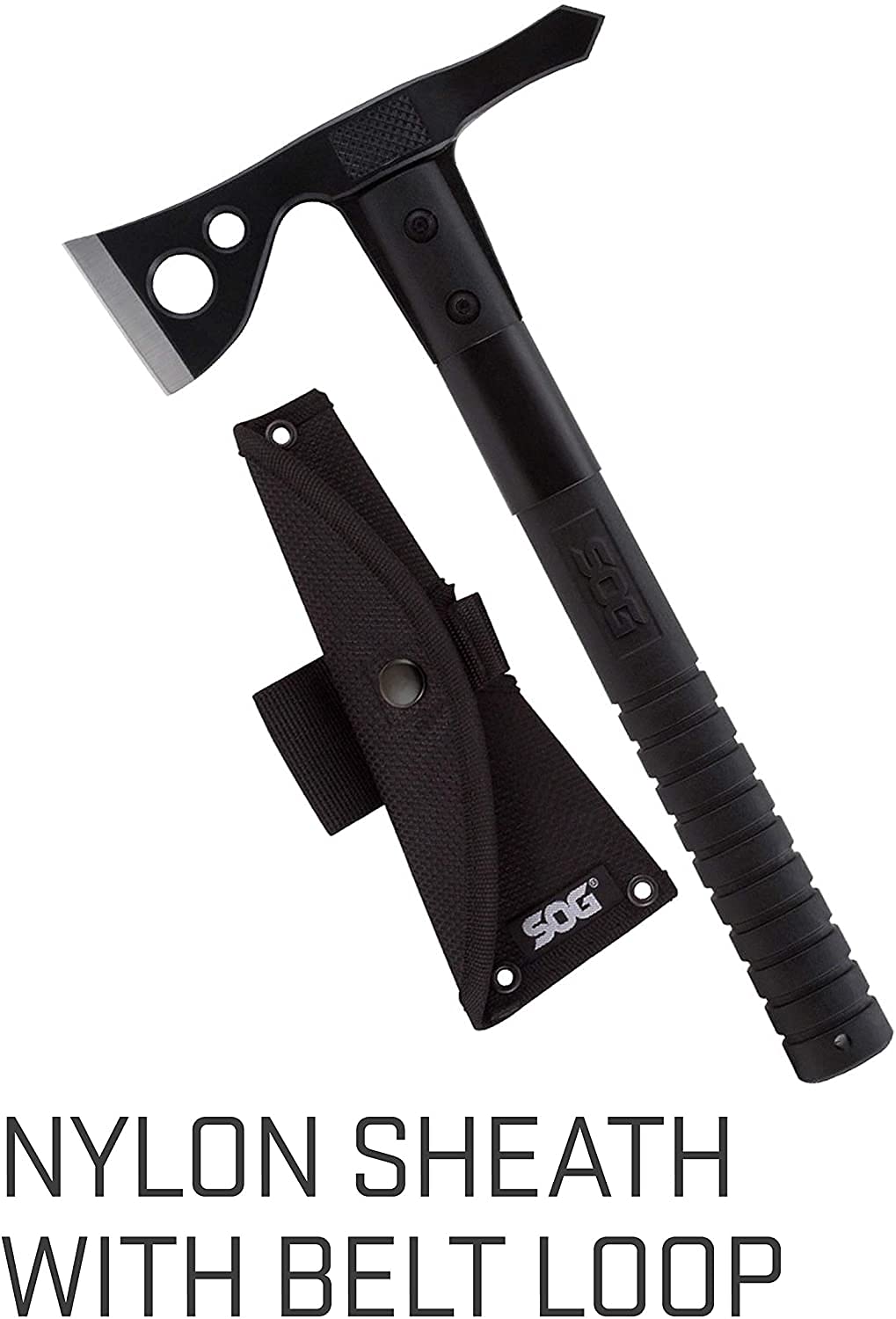 SOG Specialty Knives and Tools F06TN-CP Fasthawk Tactical Tomahawk with 2-Inch Steel Axe Blade and Black Ballistic Nylon Sheath, black finish
