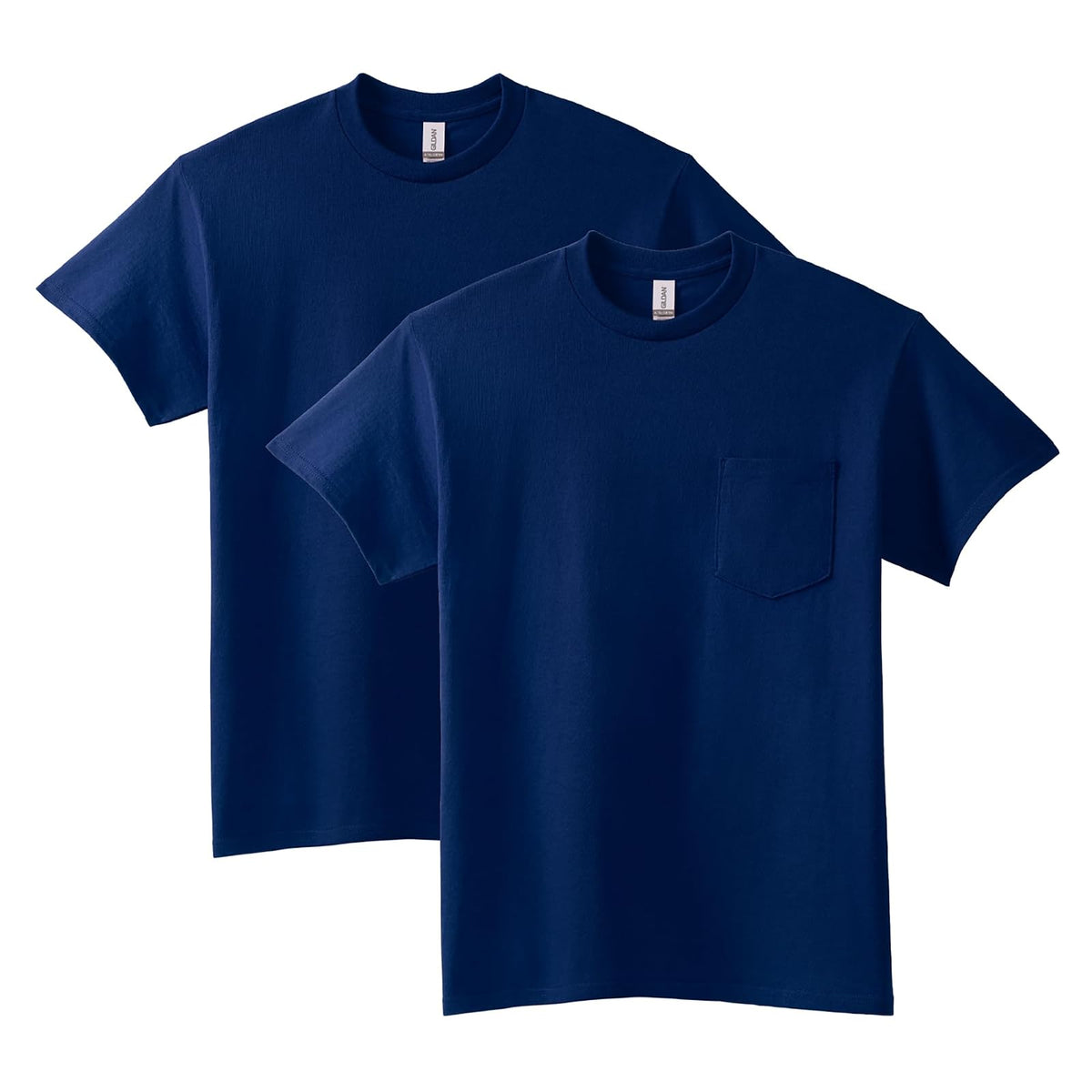 Gildan Camiseta de algodón Ultra para Adultos con Bolsillo, Paquete de 2 Camisa para Hombre - marino - XL