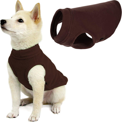 Gooby Chaleco de Forro Polar Elástico para Perro, Clima Frío - marrón - Small Length (9")
