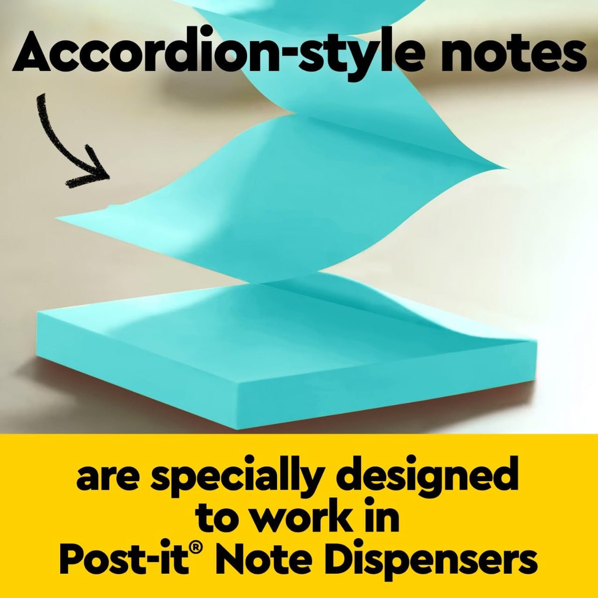 Post-it Black Dispenser Sticky note Dispenser (STL-330-B) | Notas emergentes, útiles para el aula u oficina