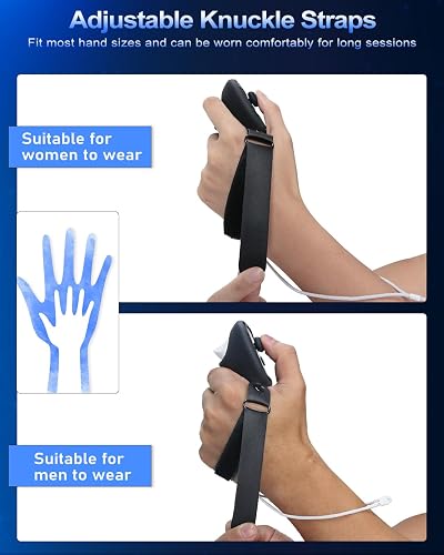 AMZDM Controller Grip for Meta Quest 3S Oculus Quest 3 VR Accessories Grips Cover for VR Touch Controllers Straps Silicone Covers Protector with Non-Slip Thumbstick Covers 1Pair Black