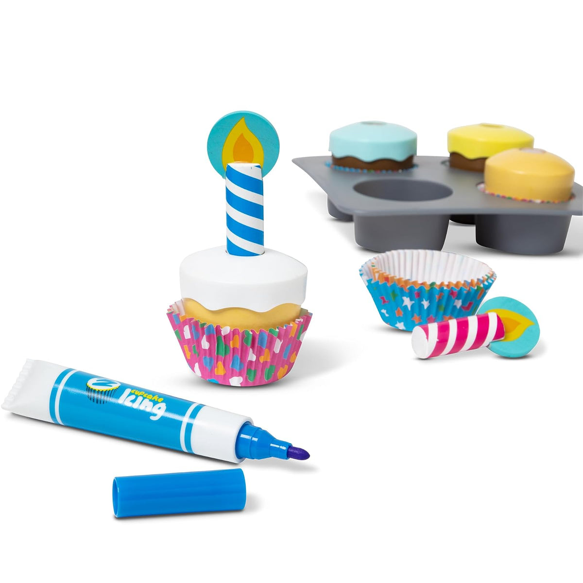 Melissa & Doug Juego De Pastelitos De Madera para Hornear Y Decorar