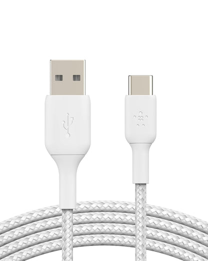 Belkin CAB002bt2MWH Cable Braided USB-C to USB-A 2M Blanco