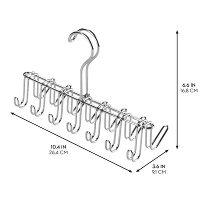 InterDesign Classico Organizador de Corbatas, Colgador de Metal Cromado con 14 Ganchos para organizar Cinturones y Corbatas, Plateado