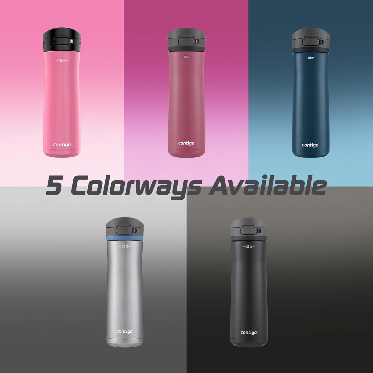 Contigo Botella de Agua Acero Inoxidable 590 ML Rosado Antiderrames Jackson Chill 2.0 con Asa Boquilla Cubierta