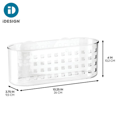 interDesign Basic Cesta para Ducha, Estante de baño de plástico con Ventosa para Colocar sin Taladro, Transparente