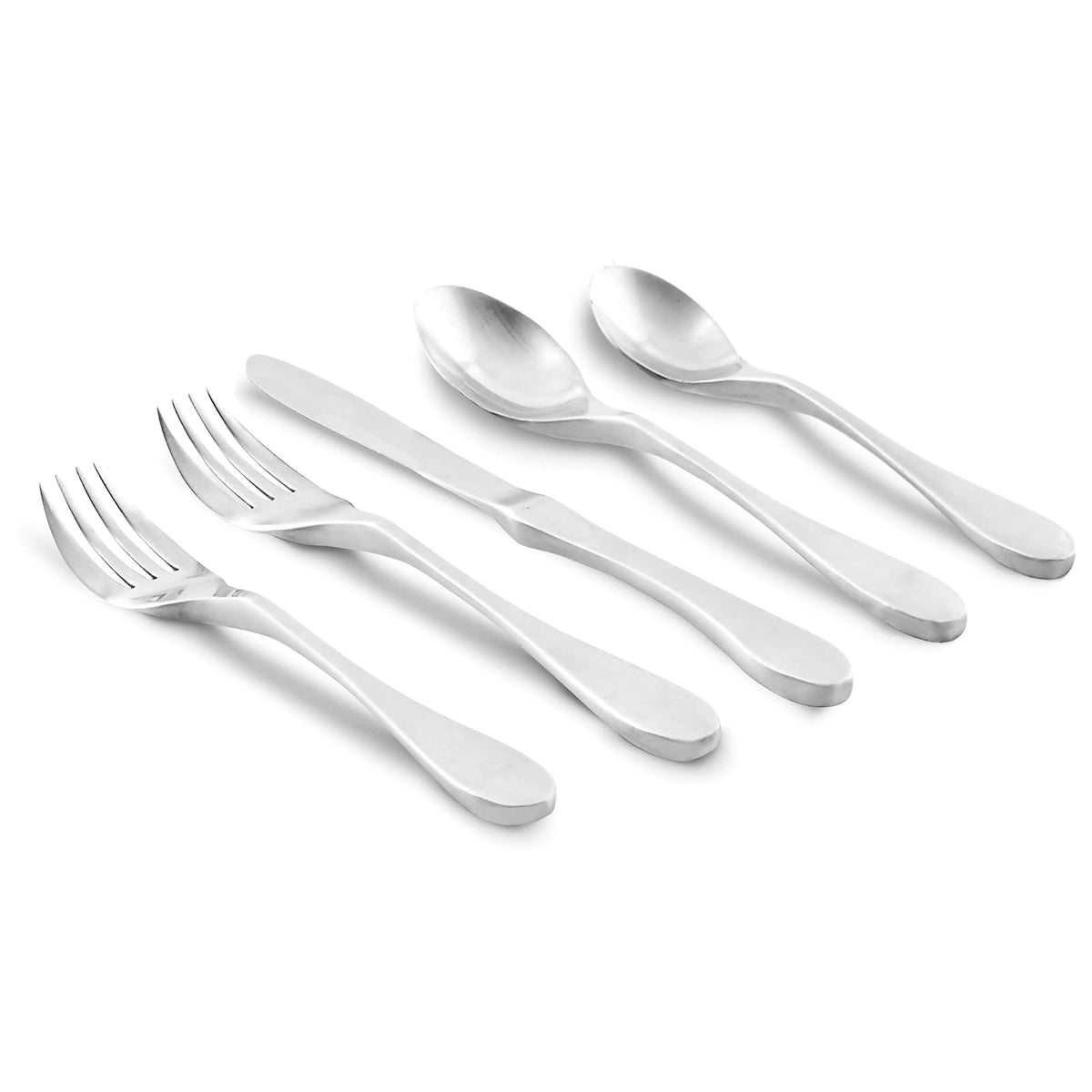 Knork 18/10 Cubertería de acero inoxidable, 20 piezas, plateado brillante, Plateado mate, 20 Piece Set, Service for 4, 1