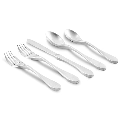 Knork 18/10 Cubertería de acero inoxidable, 20 piezas, plateado brillante, Plateado mate, 20 Piece Set, Service for 4, 1