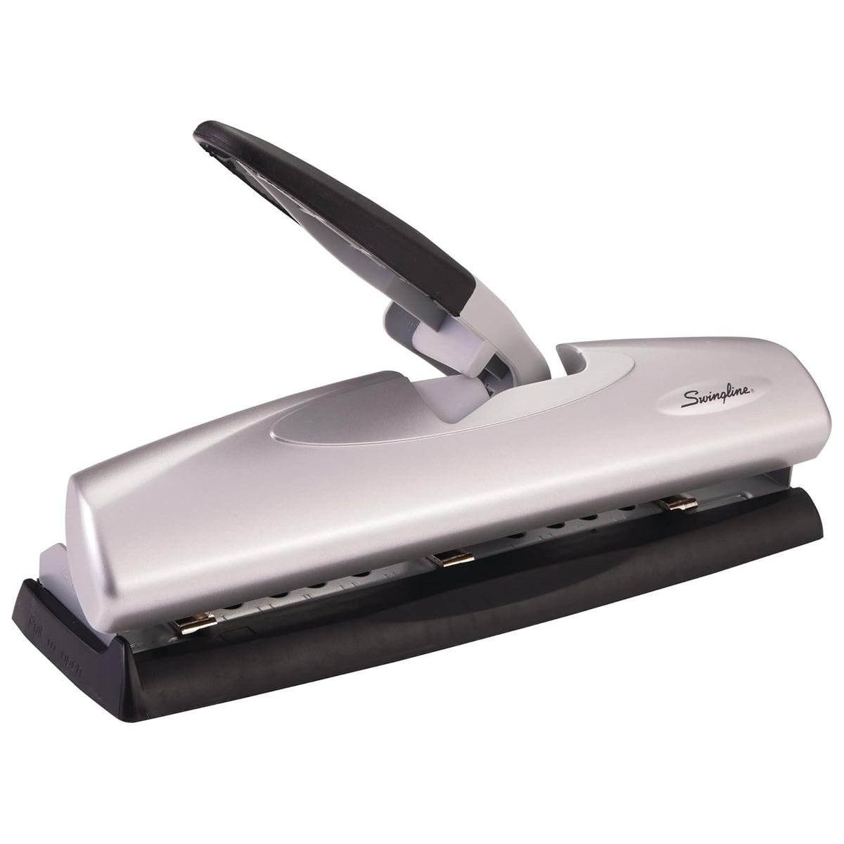 Swingline 74030 - Perforadora de agujeros de metal ligero con sistema ajustable para 2 – 7 agujeros, perforadora de papel de bajo esfuerzo, suministros para la escuela y oficina en el hogar, capacidad de 20 hojas, color negro y plateado