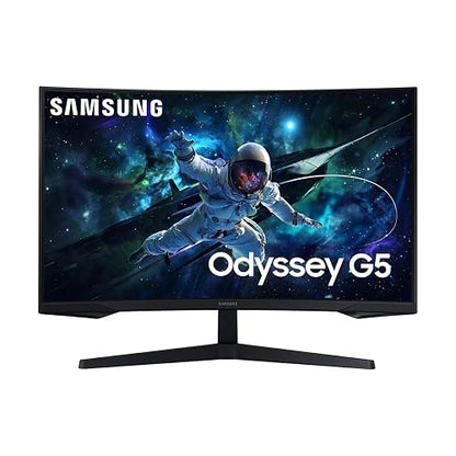 Samsung 27" Odyssey Monitor G55C QHD 165Hz,Frecuencia de actualización de 165 Hz y Tiempo de Respuesta de 1 ms (MPRT), Resolución QHD, Curvatura 1000R, AMD FreeSync, HDR10 LS27CG552ELXZX