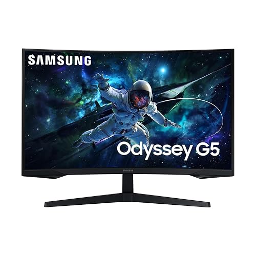 Samsung 27" Odyssey Monitor G55C QHD 165Hz,Frecuencia de actualización de 165 Hz y Tiempo de Respuesta de 1 ms (MPRT), Resolución QHD, Curvatura 1000R, AMD FreeSync, HDR10 LS27CG552ELXZX