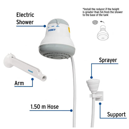Foset REGEL-4G, Regadera eléctrica de 4 temperaturas 5-3/4" Gris