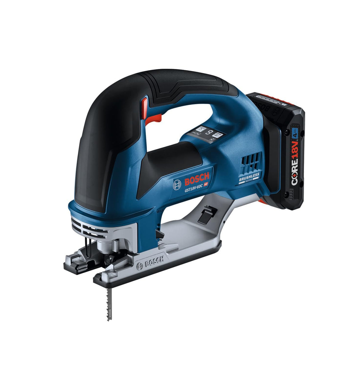 BOSCH GST18V-60CN Sierra de calar con mango superior conectada sin escobillas de 18 V, 3.800 SPM, luz LED, cambio de hoja sin herramientas (herramienta desnuda)