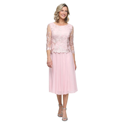 Alex Evenings Vestido Largo de Noche con Encaje y Lentejuelas - Rosa (Shell Pink) - 10
