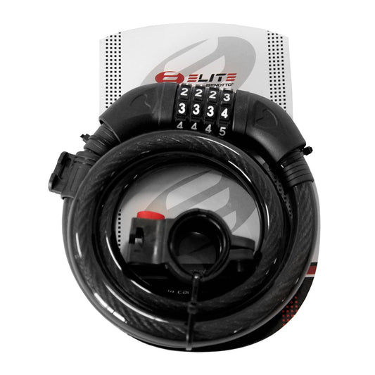 Benotto Candado Elite Cable Espiral y Combinacion 15mmX1000mm Negro/Cabezal Negro con Soporte