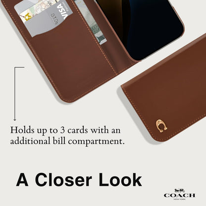 Coach Funda tarjetera de Cuero para iPhone 16 Pro MAX - Hazelnut