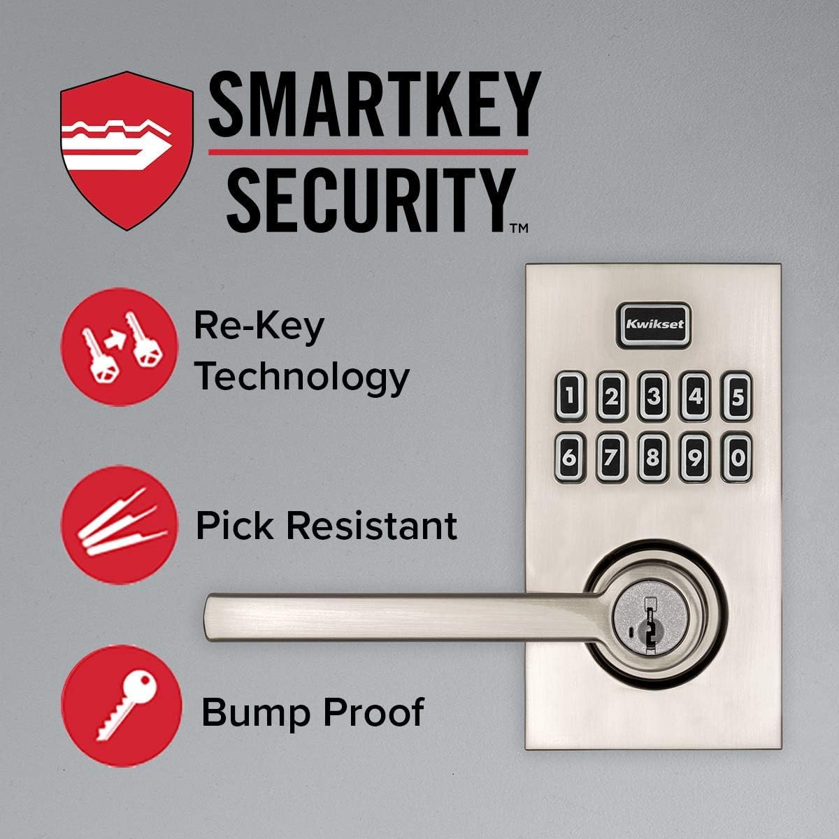 Kwikset SmartCode 917 - Teclado sin llave, cerradura electrónica residencial contemporánea, cerrojo de seguridad con manija de puerta Halifax y seguridad SmartKey, cromo pulido