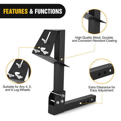 Nilight - Soporte de neumático de repuesto para enganche de remolque ajustable para camión, SUV, ATV, UTV, receptor de 2 pulgadas, se adapta a ruedas de remolque de 4 y 5 y 6 lengüetas