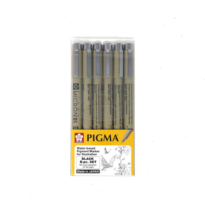 Sakura Set Pigma Micron Con 6 Color Negro