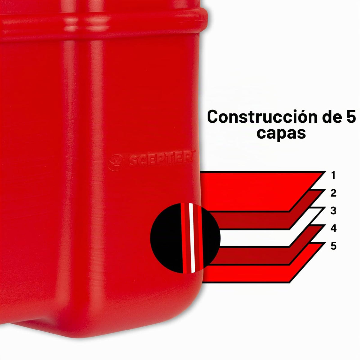 Scepter Marine 08667 Depósito de combustible rectangular - 9 galones, rojo