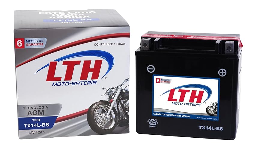 LTH Batería de Moto AGM 12V 12Ah Modelo TX14L-BS