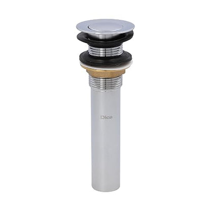 DICA, Contra de Latón Sistema Push sin Rebosadero, Plastico, Acabado Cromo, Se Coloca en el Lavabo para Descargas de Liquido, Capacidad de Desalojo 18L/min, 4206CPS