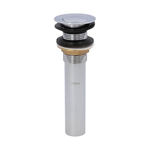 DICA, Contra de Latón Sistema Push sin Rebosadero, Plastico, Acabado Cromo, Se Coloca en el Lavabo para Descargas de Liquido, Capacidad de Desalojo 18L/min, 4206CPS