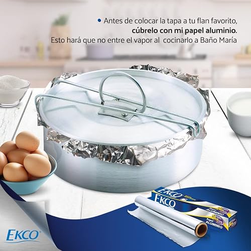 Ekco | Flanera con Tapa Bakers Secret Aluminio 18 cm | Molde con tapa, Baño maría, Calor uniforme, Postres caseros, Repostería, Resistente al calor, Fácil desmolde