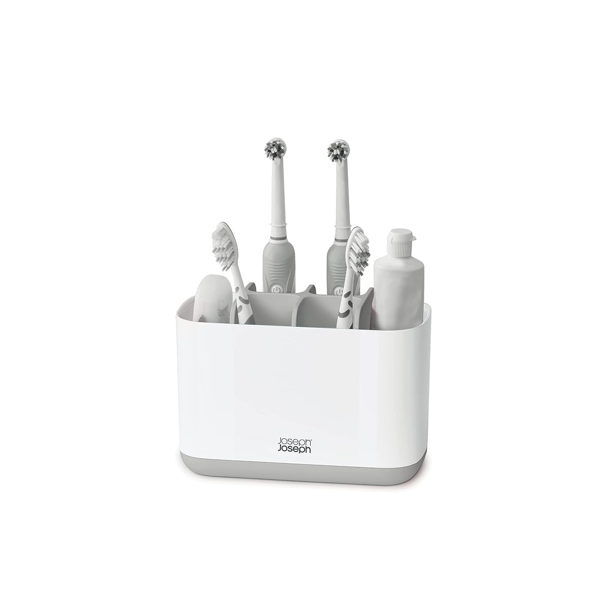 Joseph Joseph 70510 EasyStore Toothbrush Holder Bathroom Storage Organizer Caddy, Large, Gray - Groß - Gris - Blanco