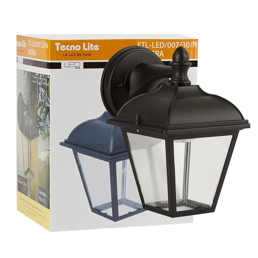 Tecnolite - Lámpara LED de Pared Arbotante Tipo Farol Exterior 8.5 W, Luz Cálida Brillante, IP44, LED integrado