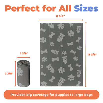 Best Pet Supplies Bolsas para excrementos de perro, resistentes a desgarros, con tecnología de plástico de vida controlada d2w, paquete de 150, gris (GR-150T)