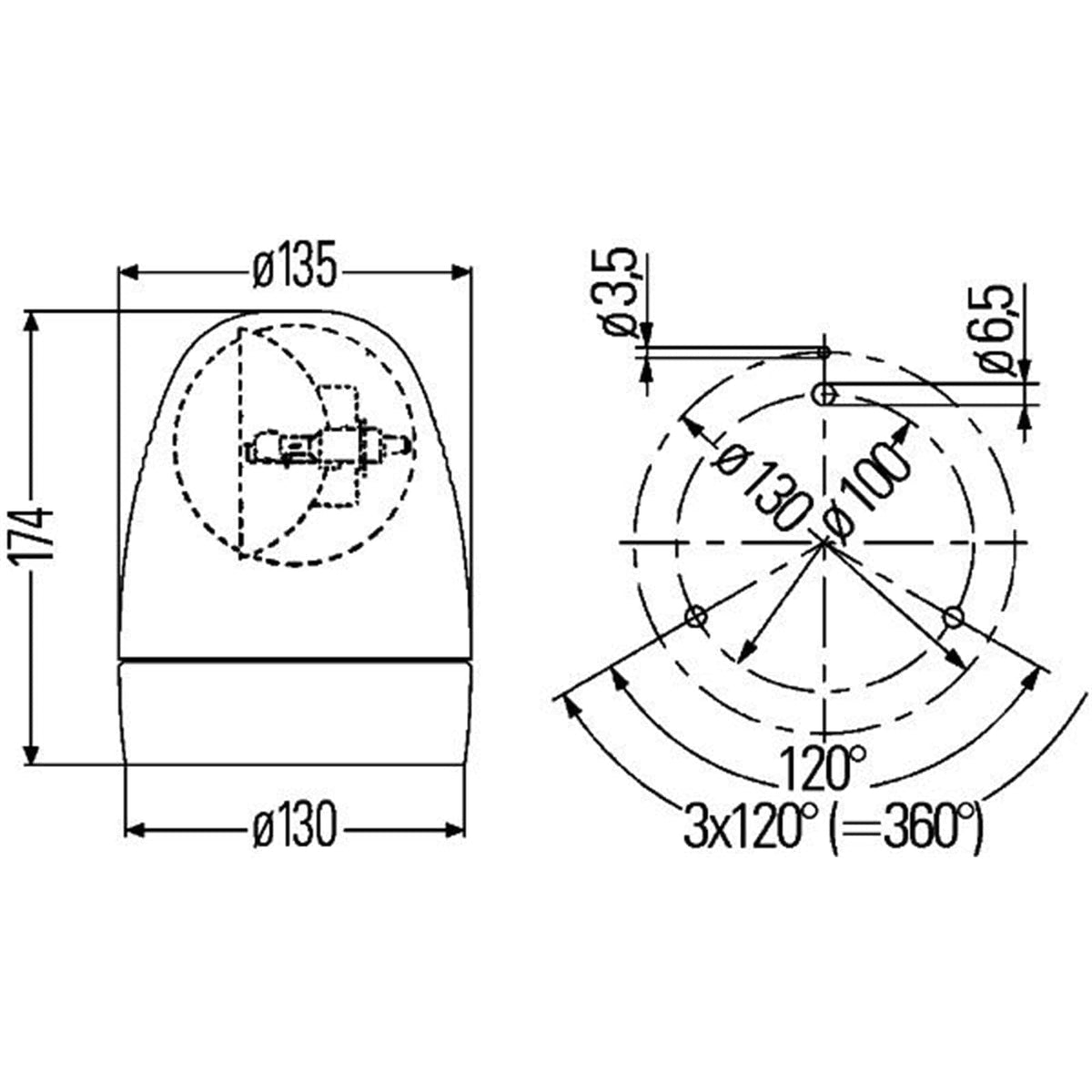 HELLA 007337001 KL Rotafix/TORRETA KL ROTAFIX 12V H1 Fija
