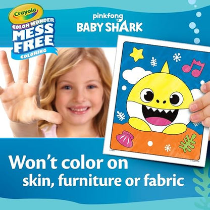 Crayola Baby Shark Set para colorear, regalo para niños, 3, 4, 5, 6, Baby Shark Color Wonder, Tiburón bebé