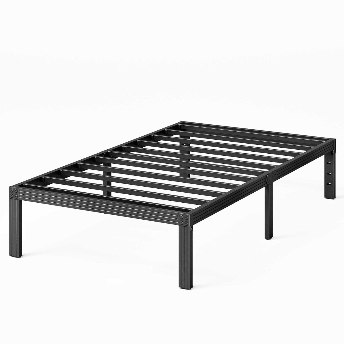 ZIYOO - Marco de Cama Individual de 14 Pulgadas, Plataforma de Acero Resistente, Antideslizante, Sin Somier, Fácil Montaje, Silencioso, Negro