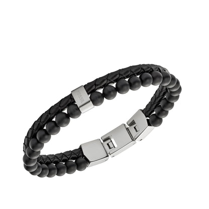 Fossil - Pulsera doble de piel para hombre