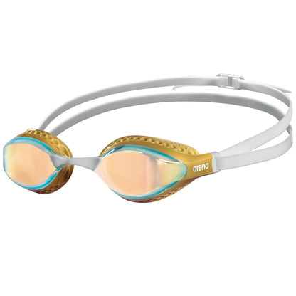 Arena Air-Speed Goggles de Natación de Carreras, Antivaho - Amarillo - Blanco - Espejo