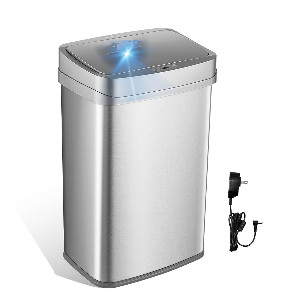 Ninestars - cubeta de basura inteligente neutralizante de olores de 13 galones, doble purificación UV + ozono, control de olor, sensor de movimiento, adaptador de corriente universal, ONT-50-81SL de