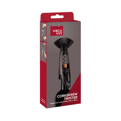 Vacu Vin Twister Sacacorchos con agarre para botellas, color negro