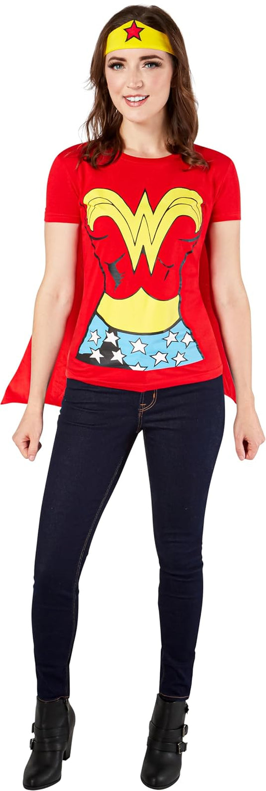 Rubie's Dc Comics Wonder Woman - playera con capa y diadema Disfraces de tamaño adulto Mujer