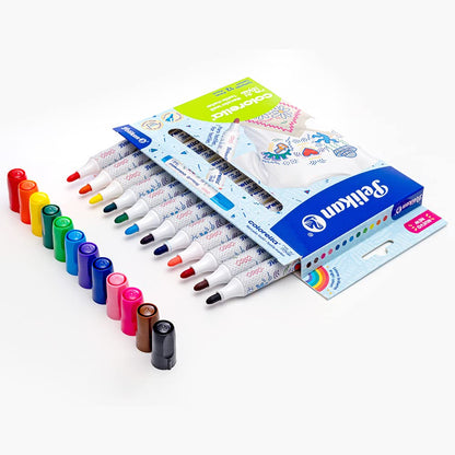 Pelikan Plumón Colorella Textil con 12 Piezas. Ideal para pintar sobre telas. No mancha.