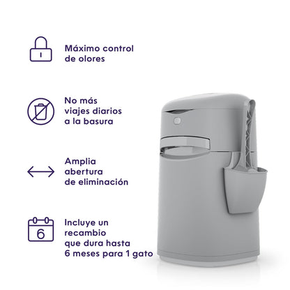 Litter Genie Bote Easy Roll Incluye 1 Recambio de Larga duración Que Puede durar hasta 6 Meses, una Pala y un Soporte para Pala