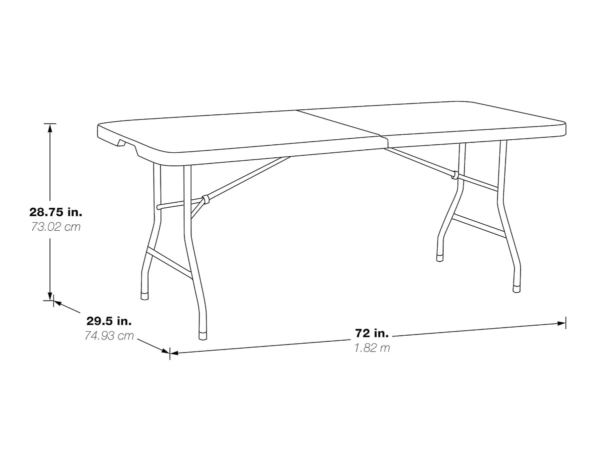 Office Star Resin Multipurpose Rectangle Table, 6-Feet, Center Folding